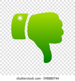 Hand sign illustration. Vector. Green gradient icon on transparent background.