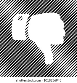 Hand sign illustration. Vector. Icon. Hole in moire background.