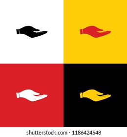 Hand sign illustration. Vector. Icons of german flag on corresponding colors as background.
