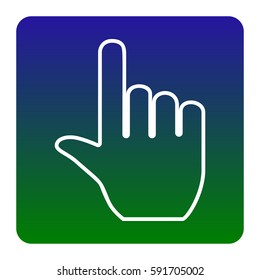 Hand sign illustration. Vector. White icon at green-blue gradient square with rounded corners on white background. Isolated.