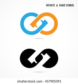 Hand sign and infinite logo elements design.Infinity sign.The best idea sign.Good idea logo.Vector illustration