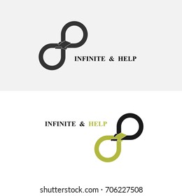 Hand sign and infinite logo elements design.Infinity sign.The best idea sign.Good idea logo.Vector illustration