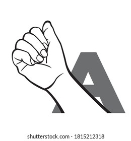 Hand sign language alphabet Letter A Vector Illustration.