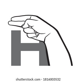 Hand sign language alphabet Letter H Vector Illustration.