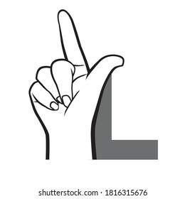 Hand sign language alphabet Letter L Vector Illustration.