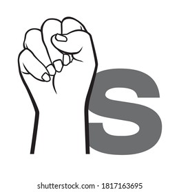 Hand sign language alphabet Letter S Vector Illustration.