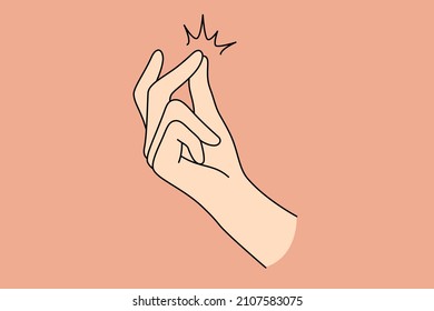 Hand   sign language concept  Human hand making snap fingers over pastel background vector illustration 