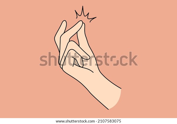 Hand and sign\
language concept. Human hand making snap of fingers over pastel\
background vector illustration\
