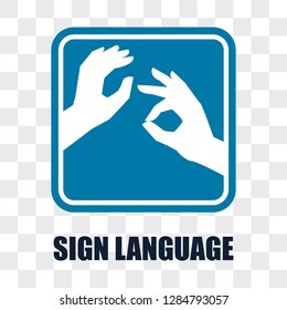 hand with sign language gesture on transparent background. vector illustration