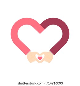 Hand sign language heart symbol shape set Corporate Success concept idea illustration isolated on white background, with copy space