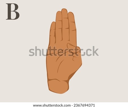 Hand Sign Language Letter B Vector. American Sign Language ASL Alphabet Vector. EPS 10 Vector