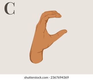 Hand Sign Language Letter C Vector. American Sign Language ASL Alphabet Vector. EPS 10 Vector