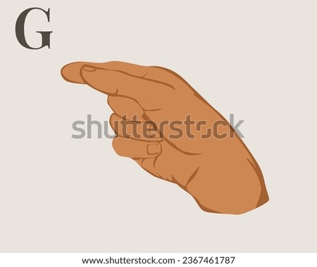 Hand Sign Language Letter G Vector. American Sign Language ASL Alphabet Vector. EPS 10 Vector