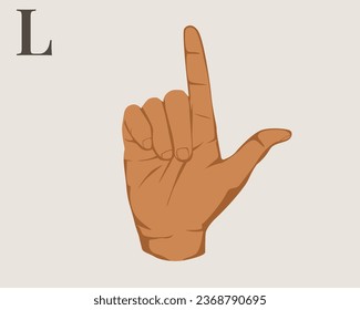 Hand Sign Language Letter L Vector. American Sign Language ASL Alphabet Vector. EPS 10 Vector