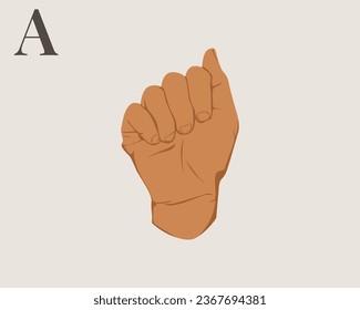 Hand Sign Language Letter A Vector. American Sign Language ASL Alphabet Vector. EPS 10 Vector