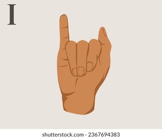 Hand Sign Language Letter I Vector. American Sign Language ASL Alphabet Vector. EPS 10 Vector