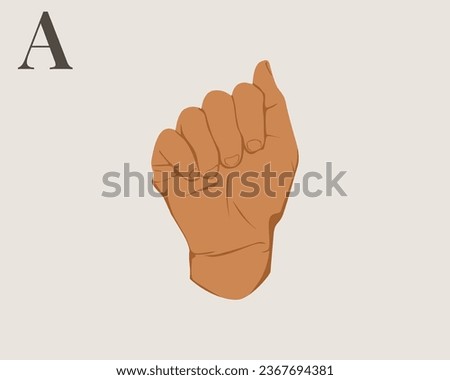 Hand Sign Language Letter A Vector. American Sign Language ASL Alphabet Vector. EPS 10 Vector