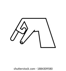 hand sign language q line style icon design of People help and finger theme Vector illustration