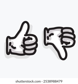 hand sign liked dont liked disliked icon cartoon thumbs up symbol isolated on white background