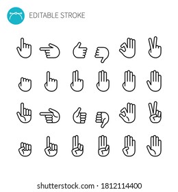 Hand Sign Line Icon Set