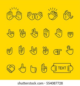 Hand Sign Line Icon Vector Illustration Flat Design