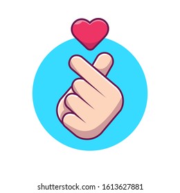 Hand Sign Love Heart Cartoon Vector Icon Illustration. People Love  Icon Concept Isolated Premium Vector. Flat Cartoon Style