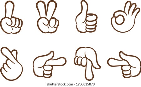 Hand sign material set illustration