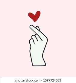 hand with sign mini heart vector