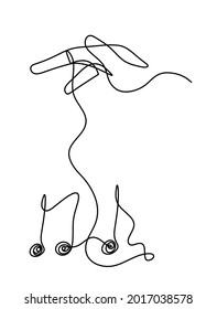 Mano con signo de nota como dibujo de línea sobre el fondo blanco. Vector
