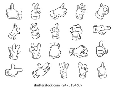 Hand Sign Outline Element Set