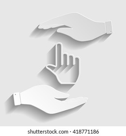 Hand sign. Paper style icon