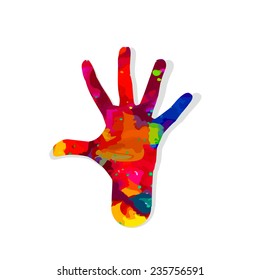 Hand sign rainbow. Vector