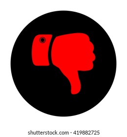 Hand sign. Red vector icon