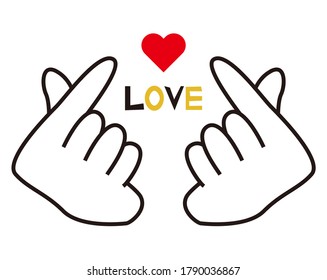 Hand sign representing a heart with your finger, Korea, icon