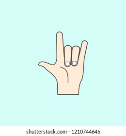 hand sign rock colored outline icon. One of the collection icons for websites, web design, mobile app