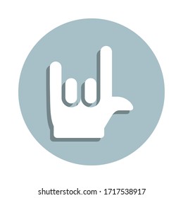 hand, sign, rock icon in badge style