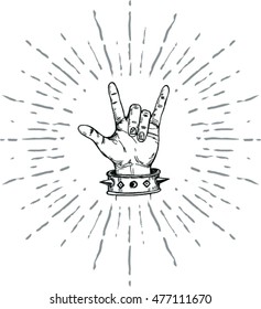 hand sign rock n roll music, vector illustration