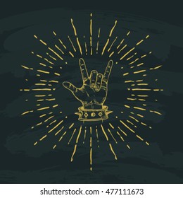 hand sign rock n roll music, vector illustration