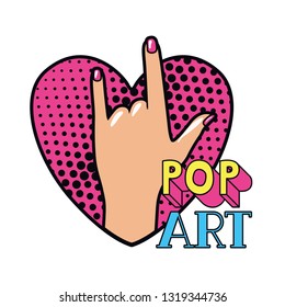 hand with sign rock pop art