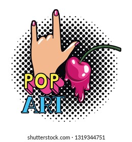 hand with sign rock pop art