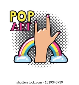 hand with sign rock pop art
