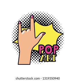 hand with sign rock pop art