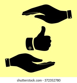 Hand sign. Save or protect symbol by hands.
