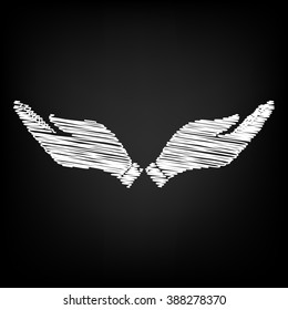 Hand sign. Scribble effect