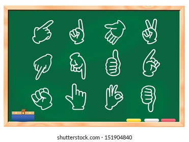 hand sign set blackboard Vector