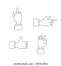 hand sign set. Gestures of the hands are four in the set