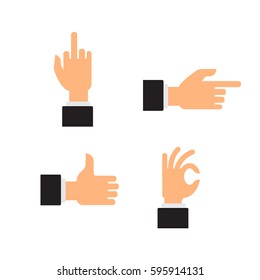 hand sign set. Gestures of the hands are four in the set