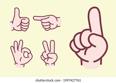 Hand sign set ,vector illustration