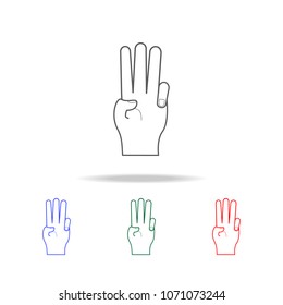 hand sign show three icon. Elements of hands multi colored icons. Premium quality graphic design icon. Simple icon for websites, web design mobile app, info graphics on white background