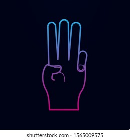 Hand sign show three nolan icon. Simple thin line, outline vector of hands icons for ui and ux, website or mobile application